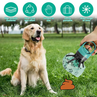 UFORU Portable Pet Poop Scooper with 6-Count Dog Waste Bag Holder & Dispenser, Compact Clean Essential Pet Supplies for Outdoor Use, Litter Scoop