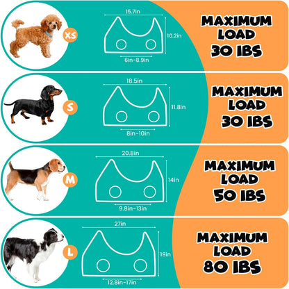 Small pet grooming hammock size guide showing measurements and maximum load of 30 lb
