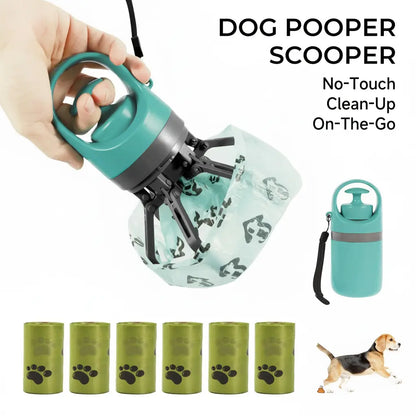 UFORU Portable Pet Poop Scooper with 6-Count Dog Waste Bag Holder & Dispenser, Compact Clean Essential Pet Supplies for Outdoor Use, Litter Scoop