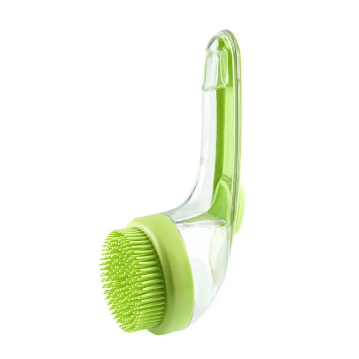 Green 2-in-1 pet bath brush with shampoo dispenser